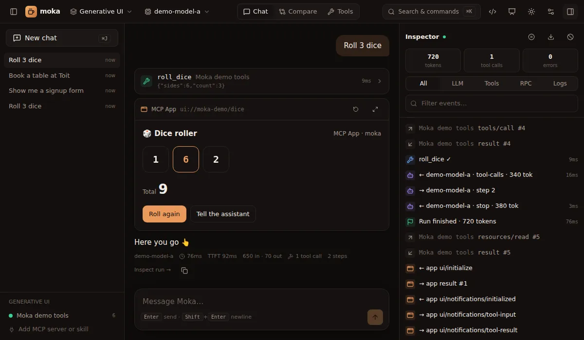 An MCP App rendered in Moka